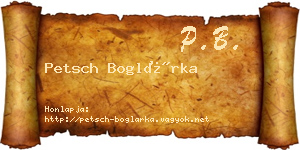 Petsch Boglárka névjegykártya